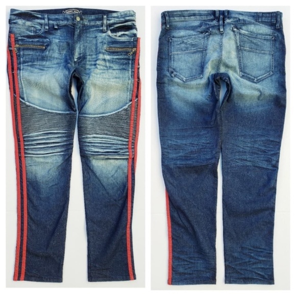New ROBIN'S JEAN Slim Skinny Biker Jeans SZ 42 - Picture 1 of 8